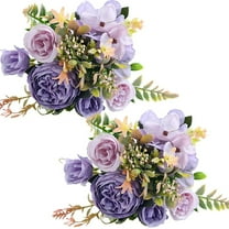 Artificial Flowers, 2Pcs Peony Silk Hydrangea Flower Bouquet Flowers Arrangements Table Centerpieces (Purple)