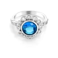 thumbnail image 2 of Gem Stone King Amazing 9mm Round Shape Ring with Blue and White Crystals, 2 of 3