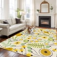 thumbnail image 2 of Abstract Botanical Area Rugs 5'x7', Small Throw Rugs for Laundry Room Playroom, Vintage Yellow Green Flower Leaf Plant Indoor Outdoor Rug Non-Slip Low Pile Carpet Runner Reversible Floor Mats, 2 of 8