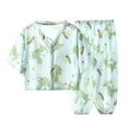 thumbnail image 2 of Cethrio Boys Summer Pajama Sets, 2 Piece Comfy Buttons Cotton Boys' Sleepwear Green Size 3-14T, 2 of 3