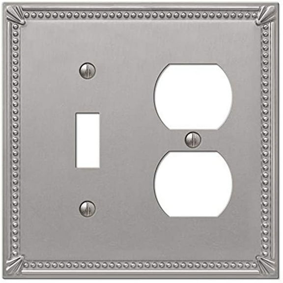Amerelle 74TDBN Moderne Wallplate 1 Toggle / 1 Duplex Cast Metal Brushed Nickel 1-Pack