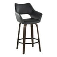 thumbnail image 4 of Mustang 26" Fixed-Height Counter Stool Set of 2 with Backs, Counter Height Chairs, Counter Height Stools Swivel, Swivel Counter Stools For Kitchen Island (Black Faux Leather), 4 of 6