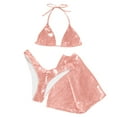 thumbnail image 3 of Gibobby Conjunto de Bañador Sexy 2024 mujeres trajes Rave conjuntos de Bikini con cuello Halter sujetador Top Panty minifalda traje de baño metálico Ropa(Naranja,M), 3 of 4