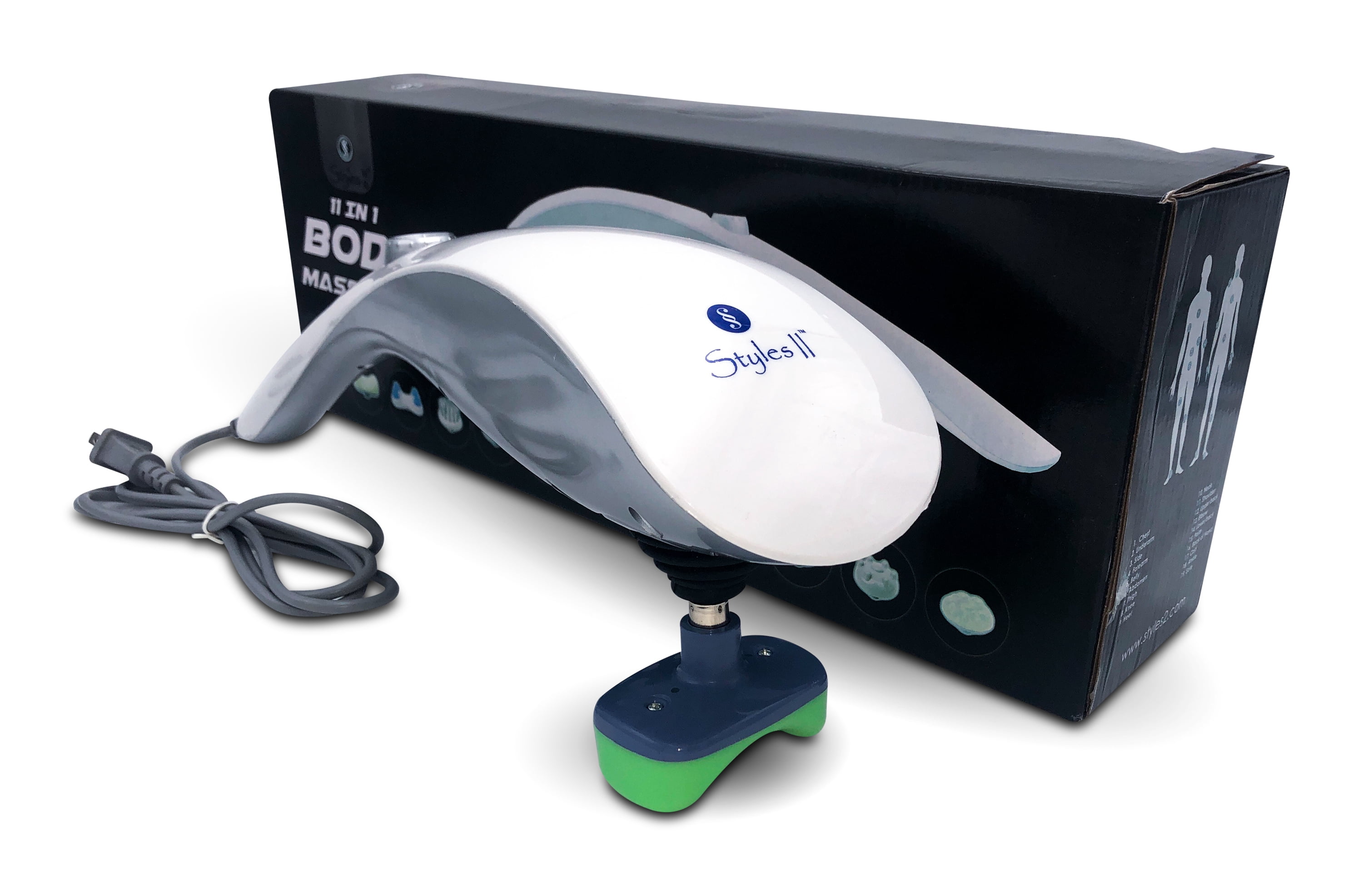 Styles II Infrared Percussion 11-in-1 Body Massager - Great At-Home Spa Machine for Neck, Back, Shoulder, Waist, Feet - Suitable for All, Comes with 11 Pcs Massage Head Attachments
