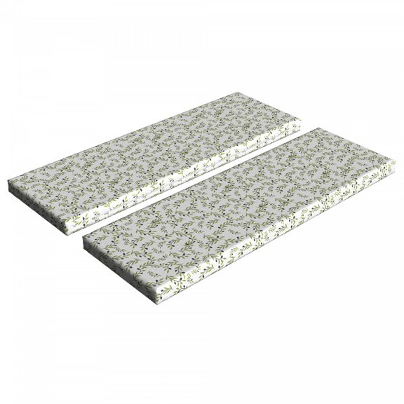 Olive Bench Cushion Set of 2, Branches and Leaves Botanical Elementsizing Peace, Standard Size Foam Pad and Decorative Cover, Olive Green Grey, by Ambesonne
