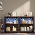 thumbnail image 2 of GAOMON Bookshelf, 3-Tier Bookshelf with Smart LED Lights, Tall Wood & Metal Bookcase, Open Display Shelves for Bedroom, Home Office, Kitchen, Living Room, 2 of 8