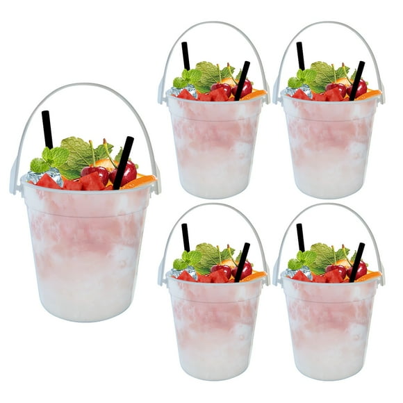 Oliegs Heated Blanket Plastic Cocktail Buckets For Drinks Anything But A Cup Party Ideas 32oz Reusable Punch Bowls 5PACK 1 Liter Ice Bucket Smoothie Bucket Translucent Chocolate