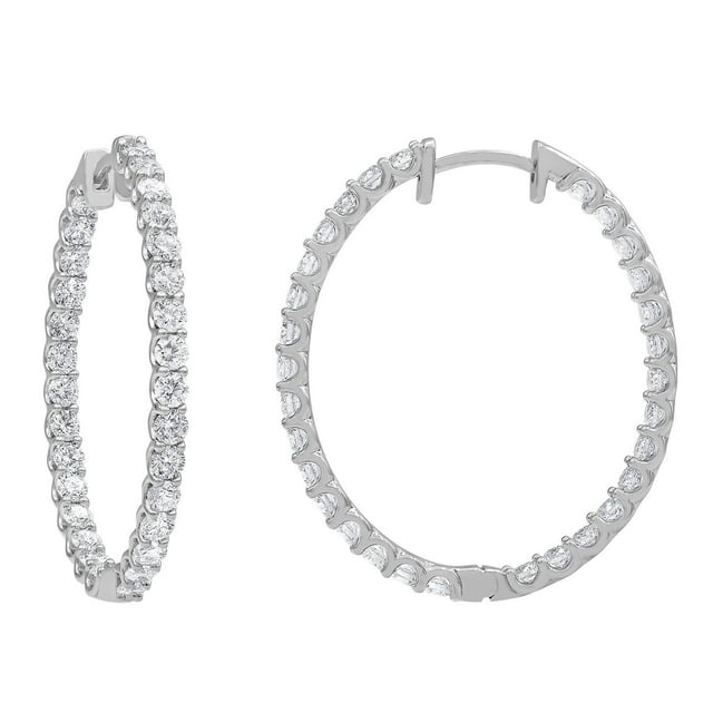 3.00 CT. T.W. Diamond Hoop Earrings in 14K White Gold