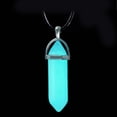 thumbnail image 5 of harmtty Luminous Black Rope Women Necklace Faux Moonstone Natural Hexagonal Stone Wire Wrapped Pendant Necklace,1, 5 of 8