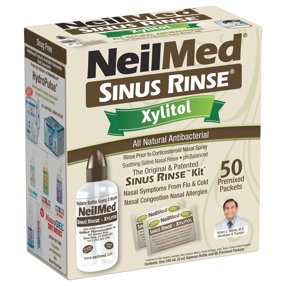NeilMed Sinus Rinse® Kit with Xylitol, Allergy and Sinus Relief, 50 count
