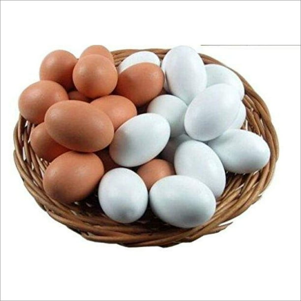 SallyFashion Easter Eggs Wooden Fake Eggs 9 Pieces 2 Colors 5 Pcs