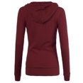 thumbnail image 3 of A2Y Women's Casual Fitted Lightweight Pocket Zip Up Hoodie Ruby Burgundy 1XL, 3 of 3