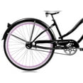 thumbnail image 2 of Micargi ROVER GX 26" Beach Cruiser Coaster Brake Single Speed Stainless Steel Spokes One Piece Crank Alloy Pink Rims White Wall Tire 36H With Fenders Color: Black/Pink Rim, 2 of 4
