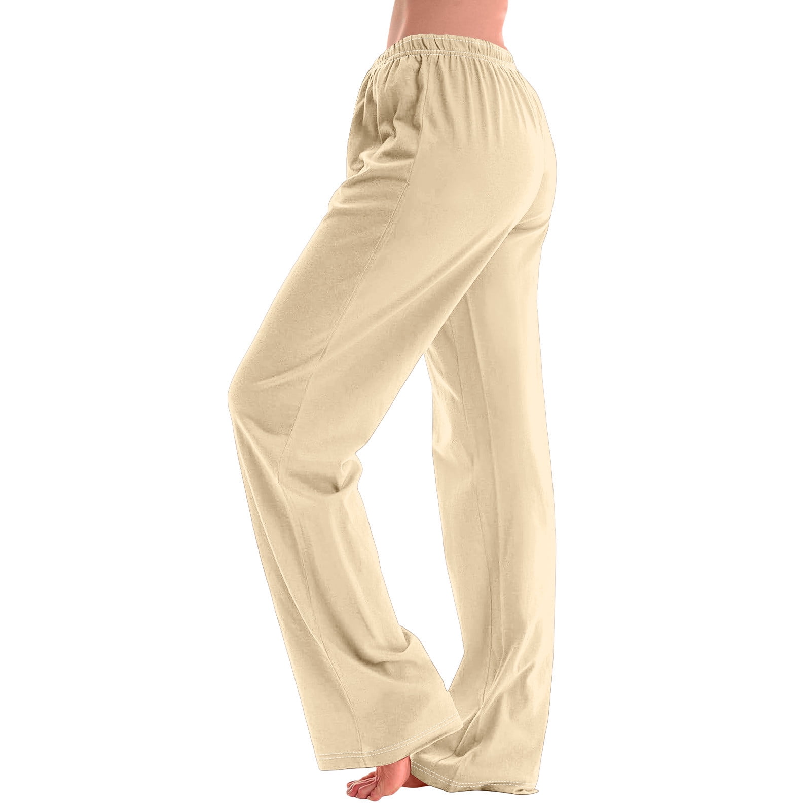 Pajama Pants for Women Plus Size Basic Soft Comfy Straight Leg Pant Loose Elastic Waist Sleepwear Bottom - image 4