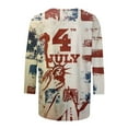 thumbnail image 4 of qipepei 4th of July Clothes for Women American Flag Patriotic T-Shirts Women's Fashion Printed T-shirt Mid-length 3/4 Sleeves Blouse Round Neck Casual Tops, 4 of 4
