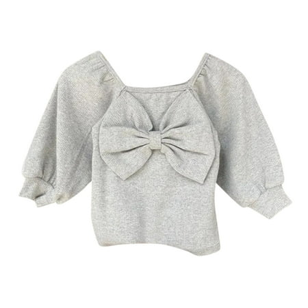 

koaiezne Kids Toddler Baby Girls Solid Bowknot Long Ruffled Sleeve Blouse Tops Outfits Clothes Crop Top Hoodie Girls Girls Hi Tops