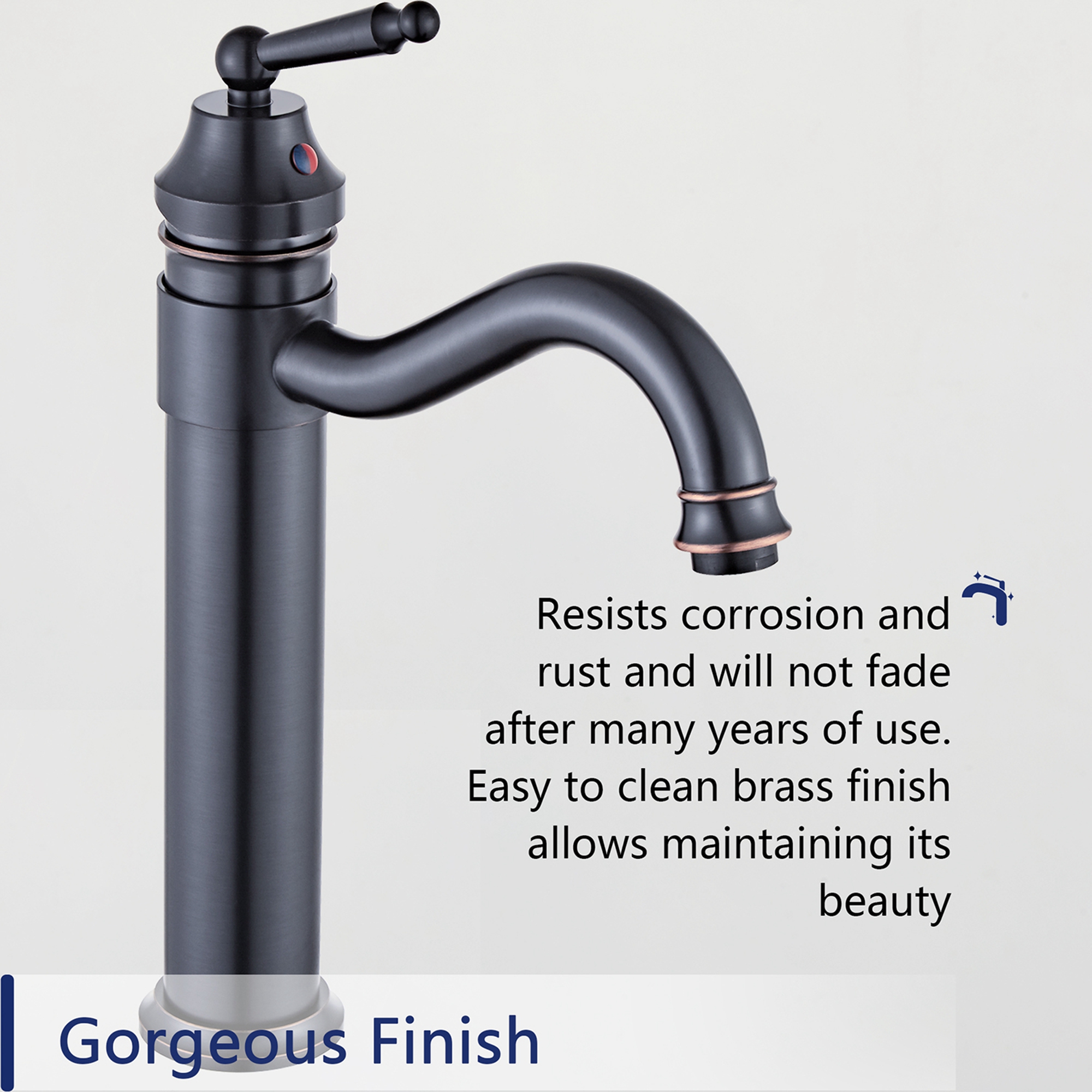 Oil Rubbed Bronze Waterfall Bathroom Sink Faucet - Single Handle Vessel Mixer With Drain - BWE