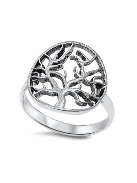 925 Sterling Silver Wicca Tree Ring Sterling Silver Size 5
