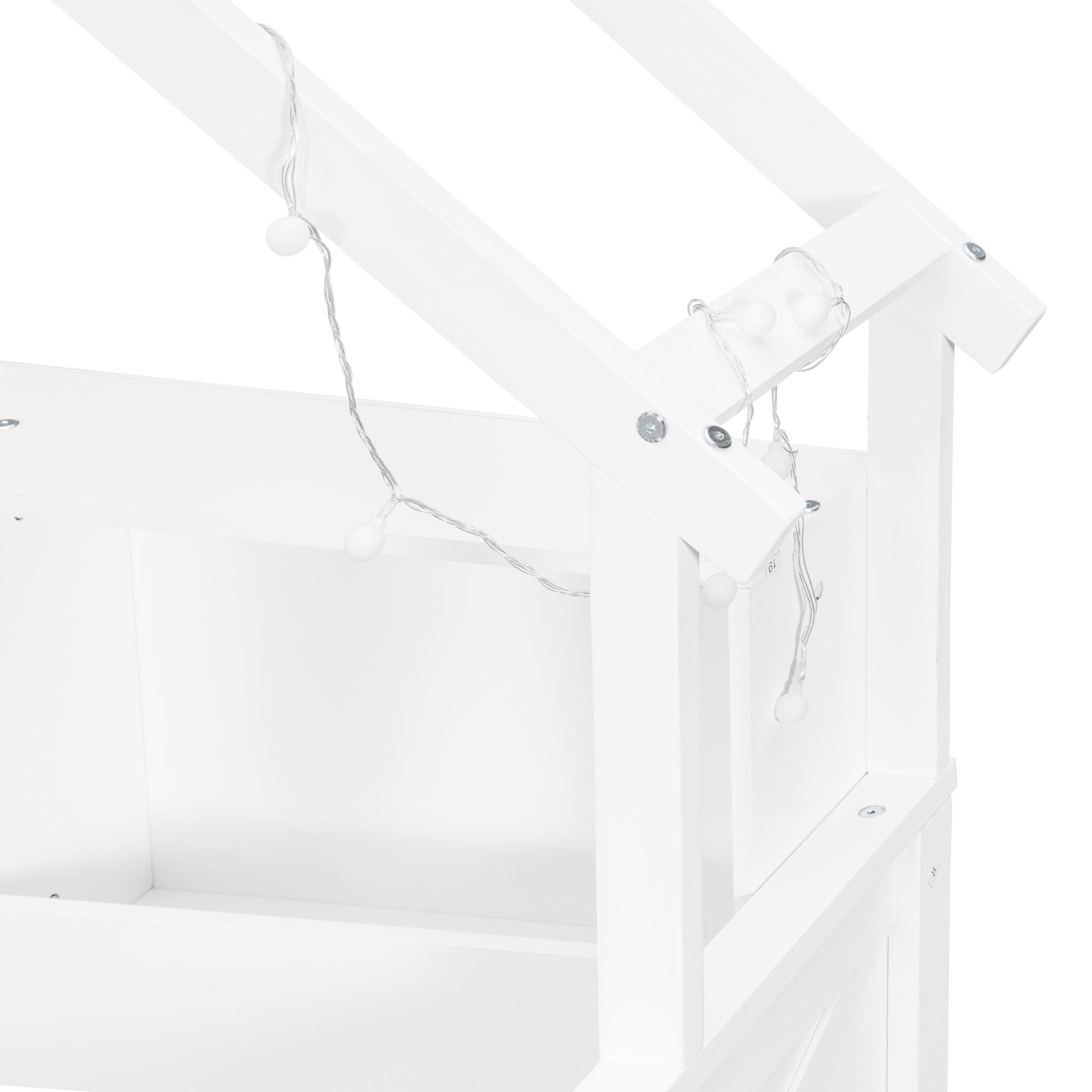 Duxelifin Full Kids Platform Bed with Storage Drawers & Shelves, House Platform Bed Frame with LED and Guardrail for Kids, White