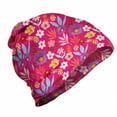 thumbnail image 1 of Floral Unisex Beanie, Tropical Plants and Flowers, Hiking Outdoors, Magenta Multicolor, by Ambesonne, 1 of 1