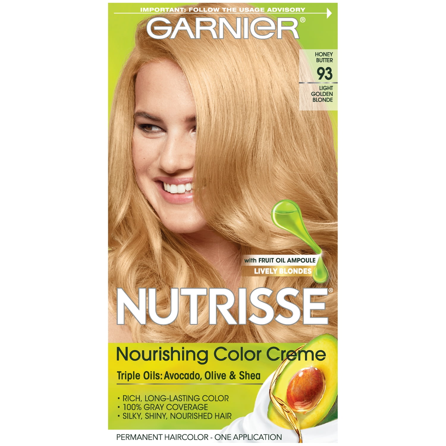 Garnier Nutrisse Nourishing Hair Color Creme, 93 Light Golden Blonde (Honey  Butter), 1 Kit - Walmart.com