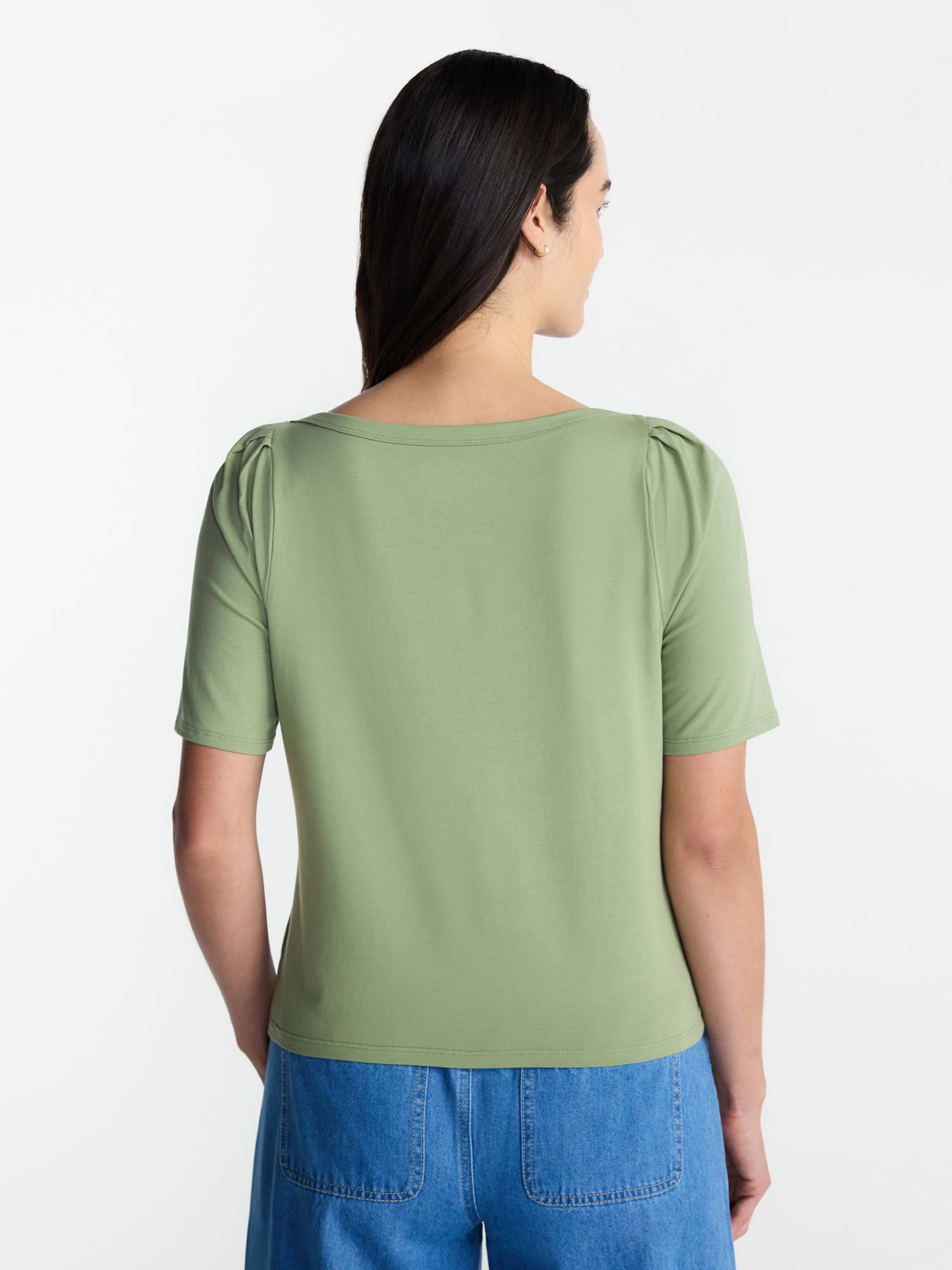 Time and Tru Women's Envelope Tee with Short Sleeves, Sizes XS-XXXL