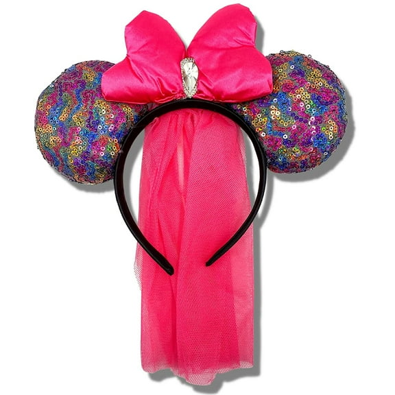 Needzo Princess-Themed Mouse Ears with Veil, Ideal for Theme Parks & Vacation, One Size Fits Most