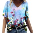 thumbnail image 2 of Fiudx Tops para Mujer Blusas y Blusas con Cuello En V de Manga Corta para Mujer, Informales, a La Moda, Primavera y Verano, 2 of 4