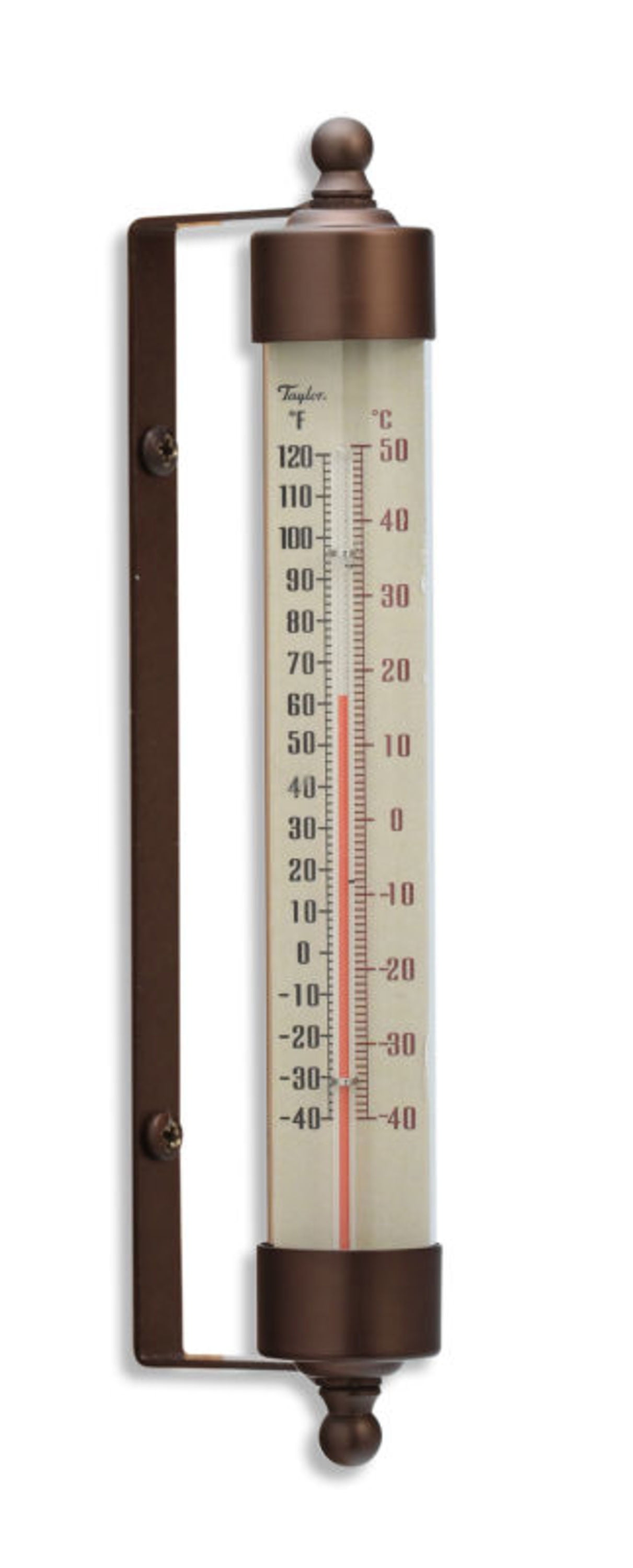 Taylor 7.5inch Heritage Long Glass Tube Thermometer in Bronze