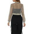 thumbnail image 3 of INSPIRE CHIC Bomber Crop Jacket for Women's Sheer Mesh Lightweight Long Sleeve Jackets M Grey, 3 of 6