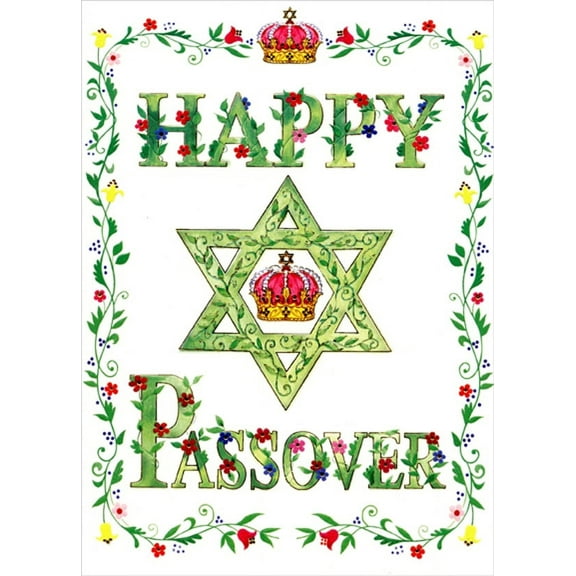 Designer Greetings Crown Inside Green Star of David : Mom and Dad Passover Card