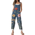 thumbnail image 6 of Iaqnaocc Jumpsuits for Women Casual Sleeveless Spaghetti Strap Rompers Boho Vintage Floral Print Wide Leg Jumpsuits Overalls for Women Dressy Trendy Outfits Clothes Light pink M, 6 of 7