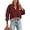 Burgundy, variant on Womens Button Down Cropped Shirts Long Sleeve Casual Crop Tops Solid Lapel Blouse Shirt with Chest Pocket