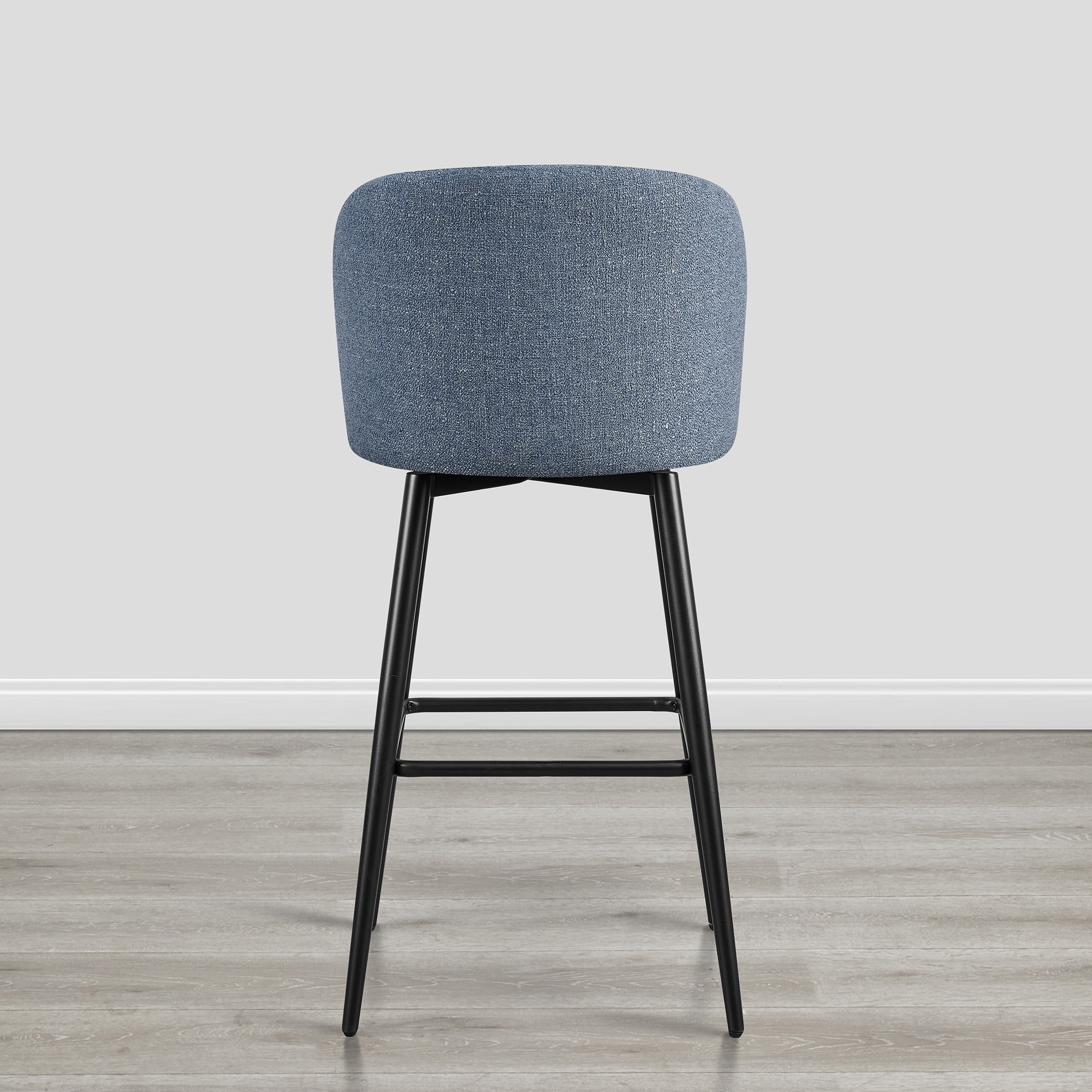 Spruce & Spring Bar Height Swivel Barstool with Metal Legs Set of 2, Blue, Fabric