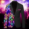 thumbnail image 2 of CONZONE Mardi Gras Men's Blazer Casual Suit Jacket for Men Fashion Graphic One Button Elegant Slim Fit Carnival Dress Jacket for Performance,Prom,Wedding, 2 of 3