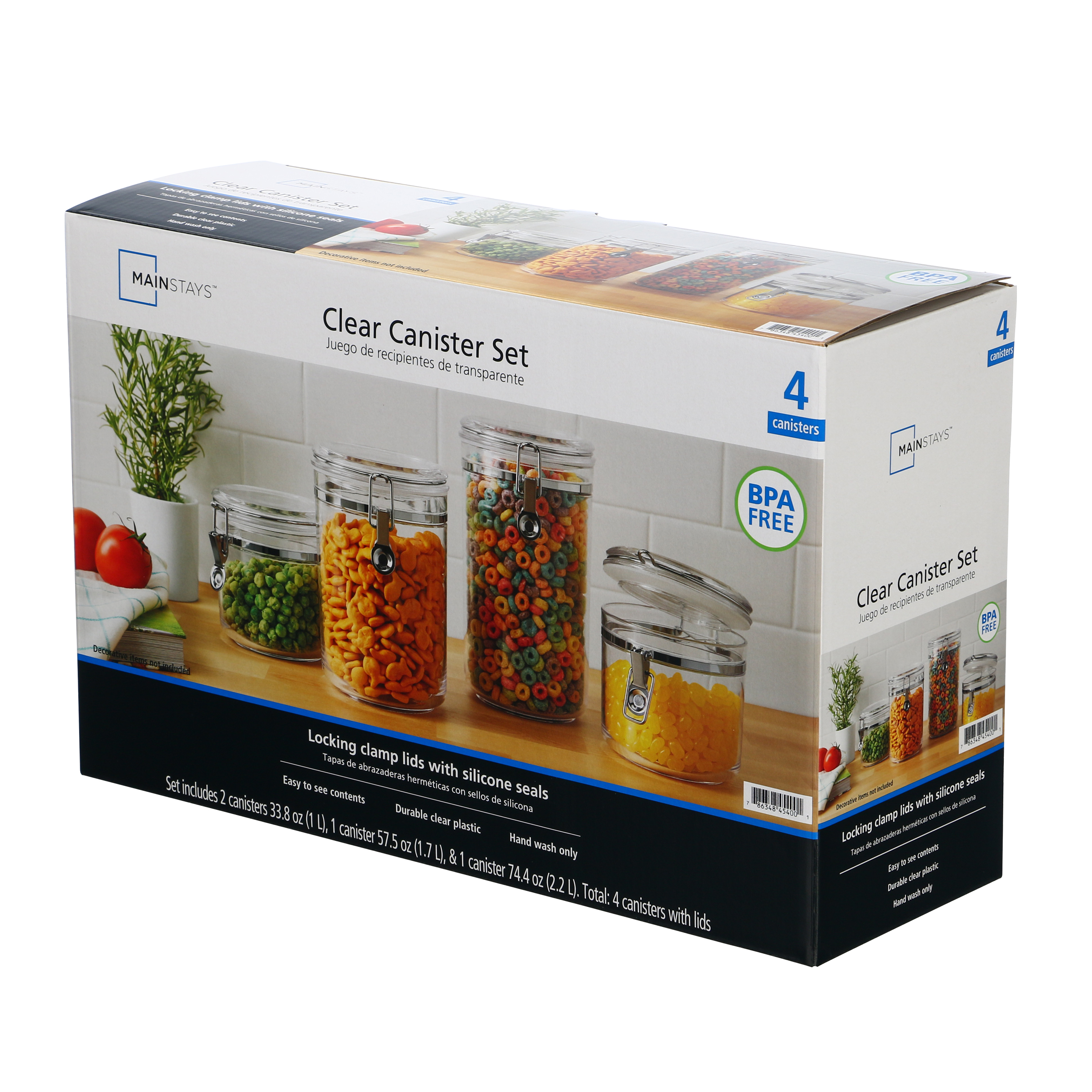Mainstays Classical 4Piece Canister Set, Clear