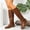 Brown, variant on Womens Knee High Boots, PU Leather Pull-On Chunky Heels 2025 Wide Calf Tall Boots Yellow US8.5