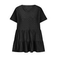 thumbnail image 5 of RYRJJ Womens Plus Size Summer Tops Eyelet Short Sleeve Peplum Babydoll Shirts Crew Neck Tunics Casual Ruffle Hem Blouse Loose Fit Tees, 5 of 7