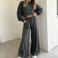 thumbnail image 3 of Iyufng 2 Piece Polka Dot Outfits for Women, Cropped Sweatshirt Drawstring Wide Leg Pants with Pockets Casual Loungewear Matching Set, 3 of 7