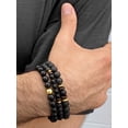 thumbnail image 4 of Coastal Jewelry Men's Matte Agate Stone with Gold Plated Hematite, Lava and Wood Beaded Stretch Bracelet Set of 3, 4 of 5