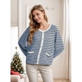 thumbnail image 5 of Cueply Women's Cardigan Sweater Long Sleeve Striped Button Knit Jackets Coats Outwear with Pockets, 5 of 7