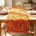thumbnail image 6 of Halloween Table Runner,Pumpkin Printed Long Fabric Table Cover,Foldable Multi Use Cloth for Dining Sideboard Sofa Fall Holiday Styling(Orange), 6 of 8
