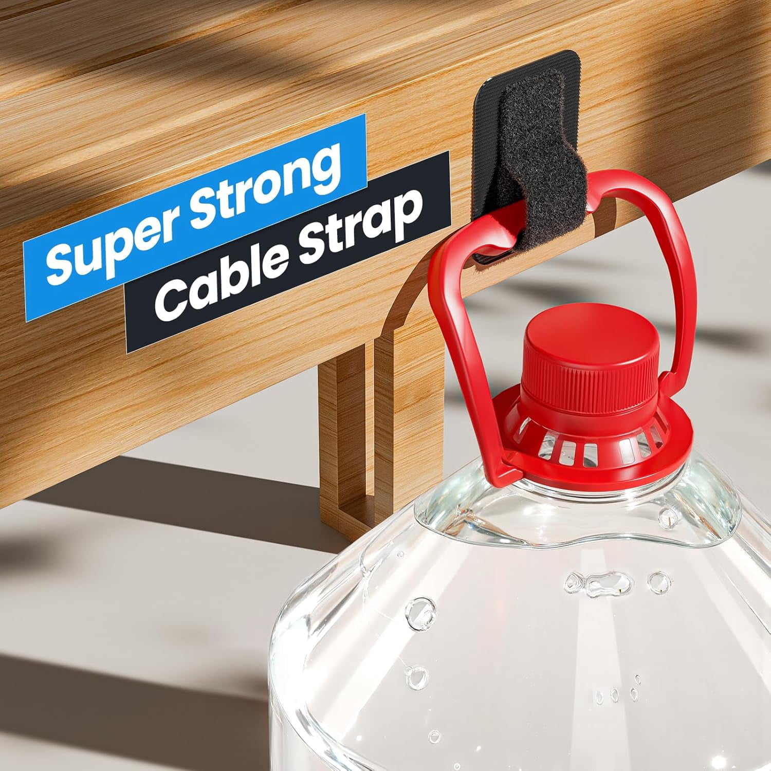 FEFEFW-Under Desk Cable Management, 【Holds 15 Cables】【Ultra Adhesion】 Hook and Loop Cable Strap, Adjustable Long Cable Tie, Reusable Cable Clip Hiding, 20 Pairs