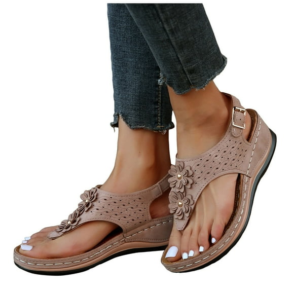 Mepaouo Orthopedic Sandals for Women Dressy Plantar Fasciitis Sandal Wedge Walking Flip Flops Size 8