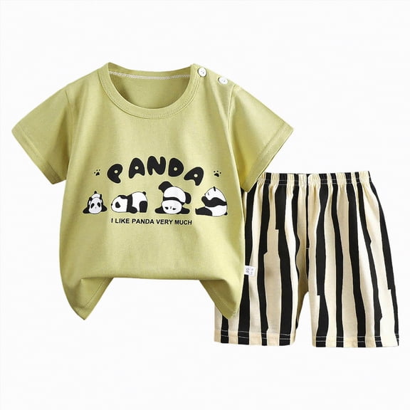 Hessimy Toddler Boy Clothes Summer Outfits Cotton Short Sleeve T-Shirt & Shorts Set,Premium Cotton（Light Green,3-4 Years)