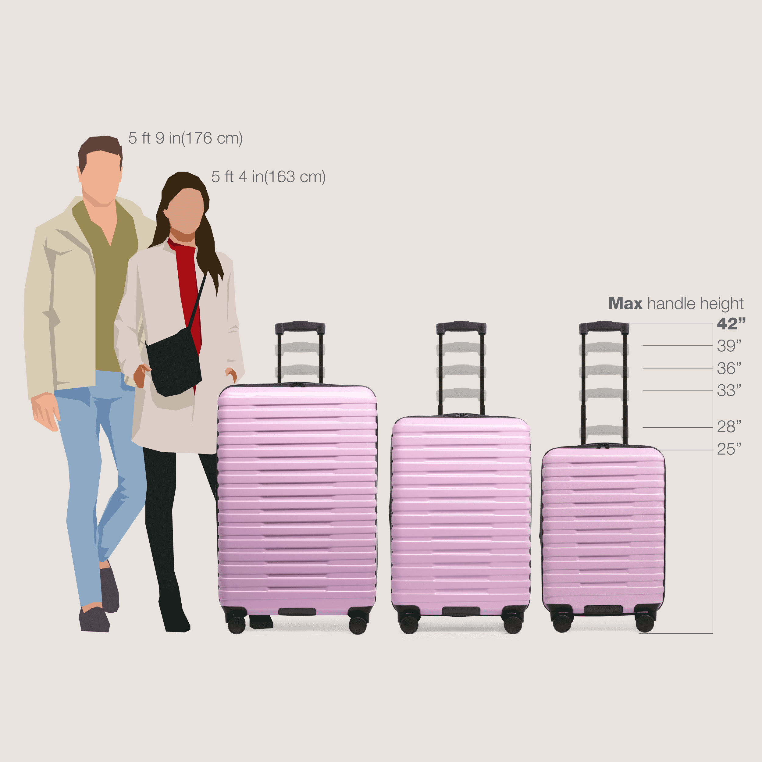 U.S. Traveler Boren Hardside Rugged Spinner Luggage, Lavender, 26" Checked Medium