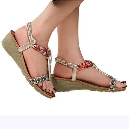 

eczipvz Shoes for Women Sandals for Women Flats Shoes with Elastic Ankle Strap Comfortable Bohemian Flat Shoes for Women Sandals Breathable Dressy Summer Shoes Outdoor