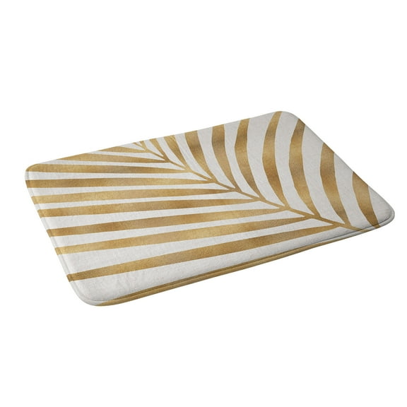 Society6 Modern Tropical Metallic Gold Palm Leaf Bath Mat 34" x 21"