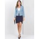 thumbnail image 3 of Allegra K Oficina de trabajo para mujer, sin cuello, con cremallera, abrigo corto, traje, chaqueta, chaqueta cortada Azul polvoriento XS, 3 of 6