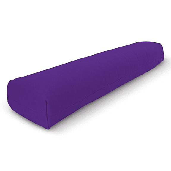 Cotton Batting 28x7x6" Yoga Bolster - Studio Grade Pranayama Yoga Pillow with Natural Cotton Cover - Made In USA, Purple